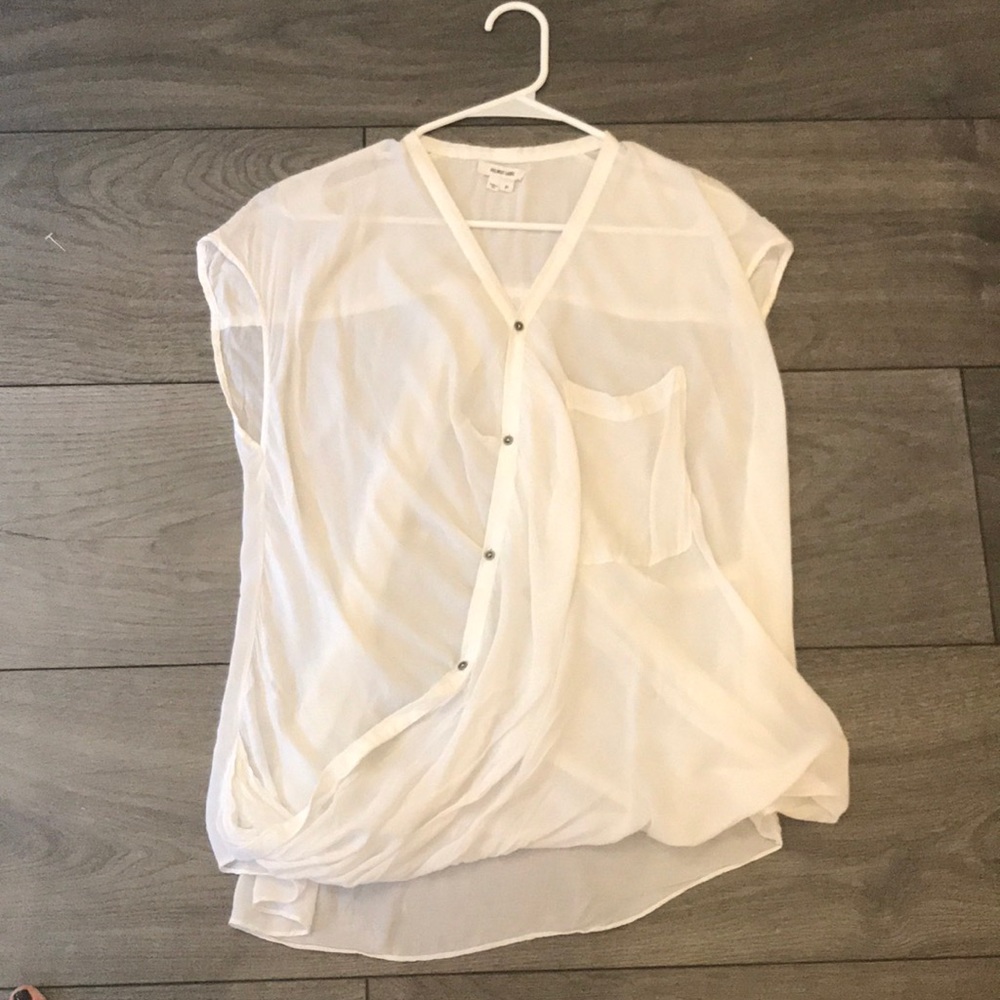 Hardly Worn Helmut Lang White Viscose Draping Top